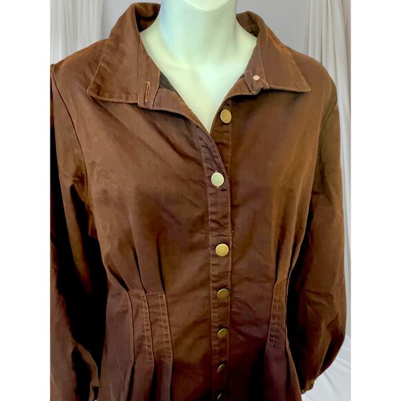 Petal And Pup Phoenix Mini Dress Brown Denim Cinched Long Sleeve Fall Size XL - Picture 4 of 15